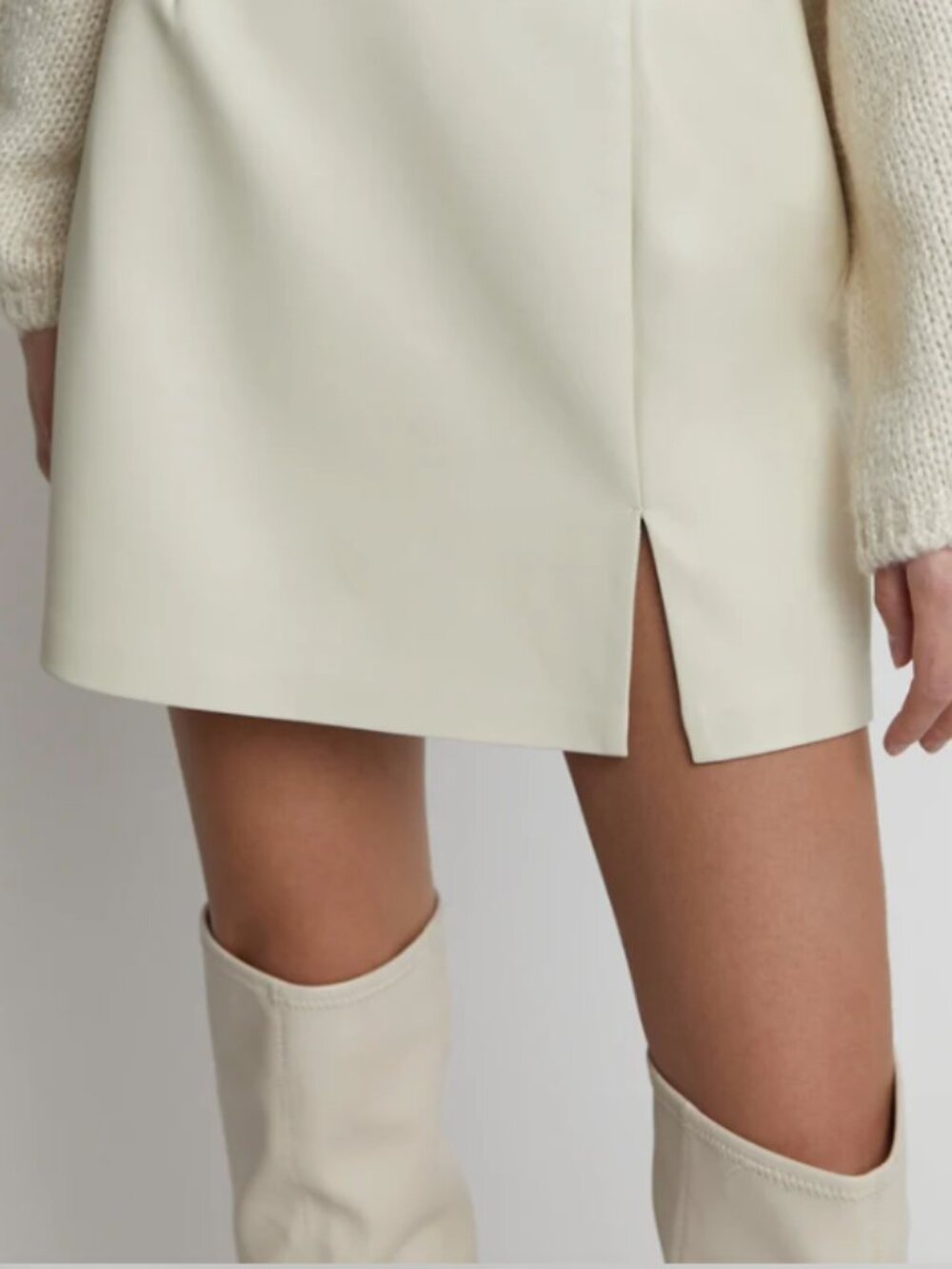 OAK + FORT Vegan Leather Mini Skirt Front Slit Size 6